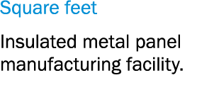 Square feet Insulated metal panel manufacturing facility 
