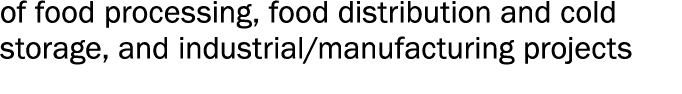 of food processing, food distribution and cold storage, and industrial manufacturing projects 