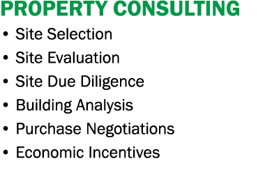 PROPERTY CONSULTING   Site Selection   Site Evaluation   Site Due Diligence   Building Analysis   Purchase Negotiatio   