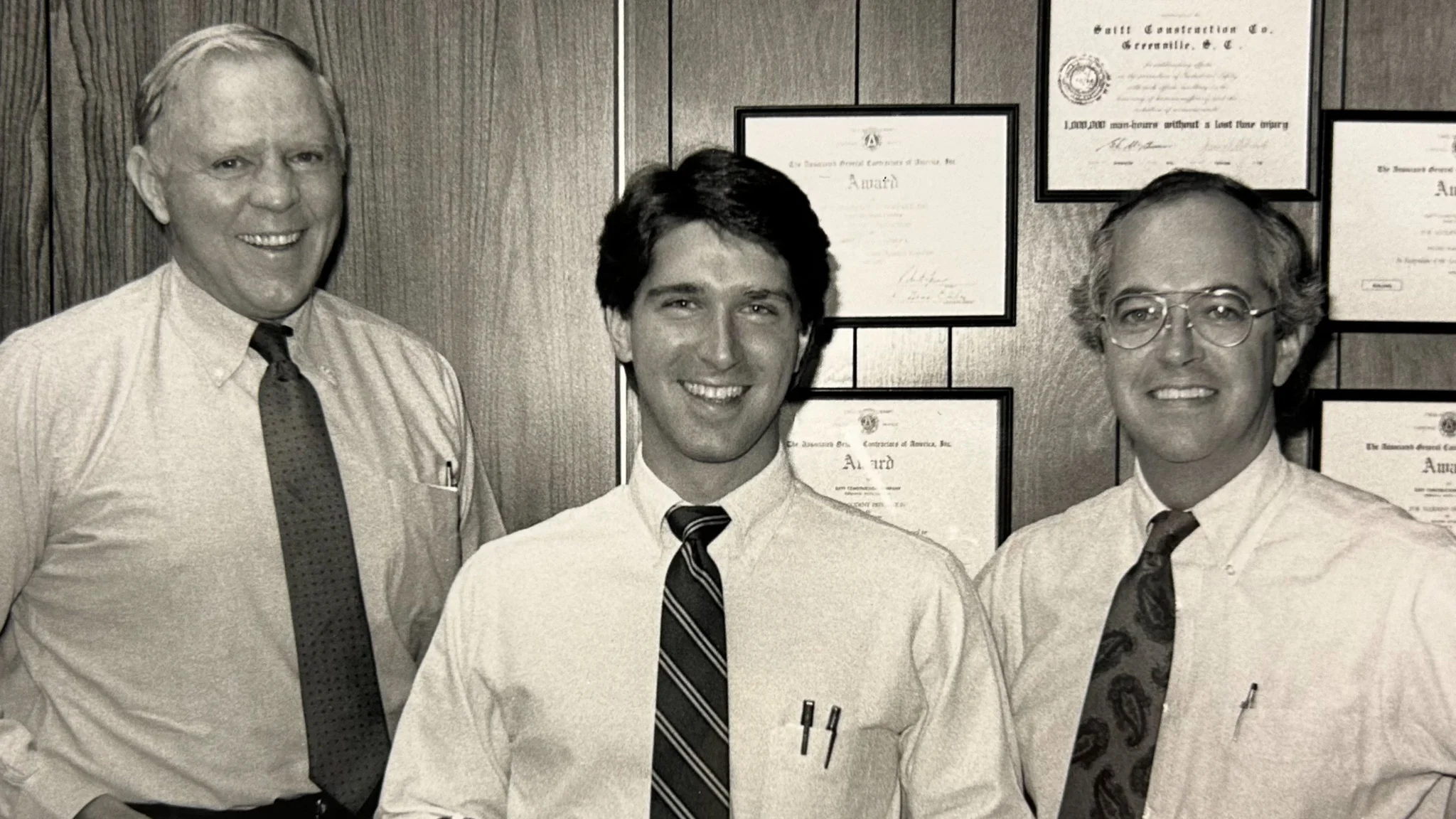 Brian King (center) with Howard Suitt (left) and Johnny Aiken (right) in 1989.