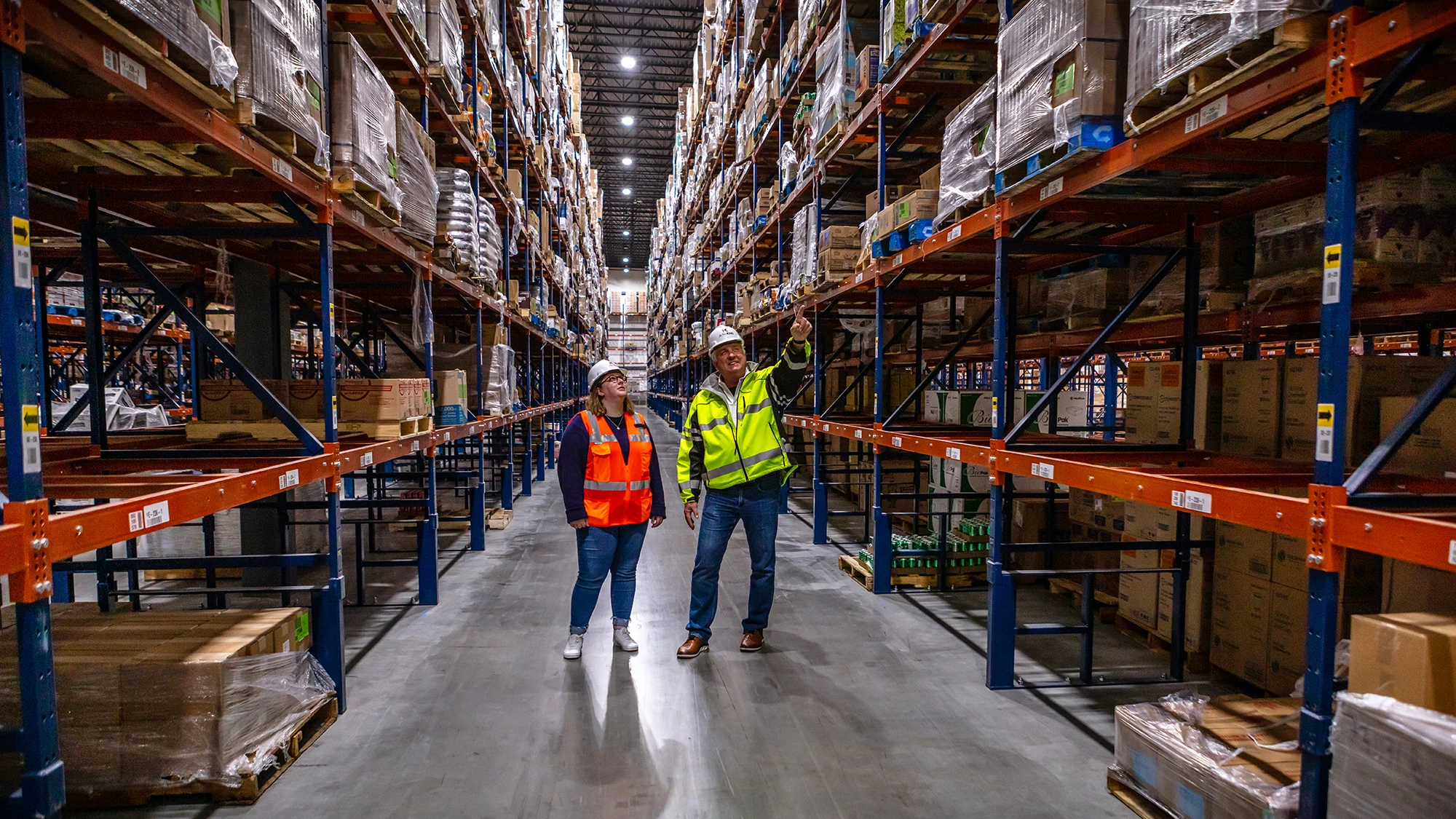 Women in Construction Leadership. Alissa Brown with Joe Stoyko on Cheney Brothers' Statesville, NC renovation/expansion project.