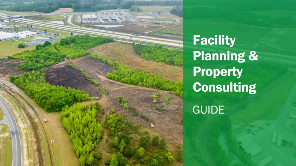 property consulting guide with a photo of an undeveloped industrial lot
